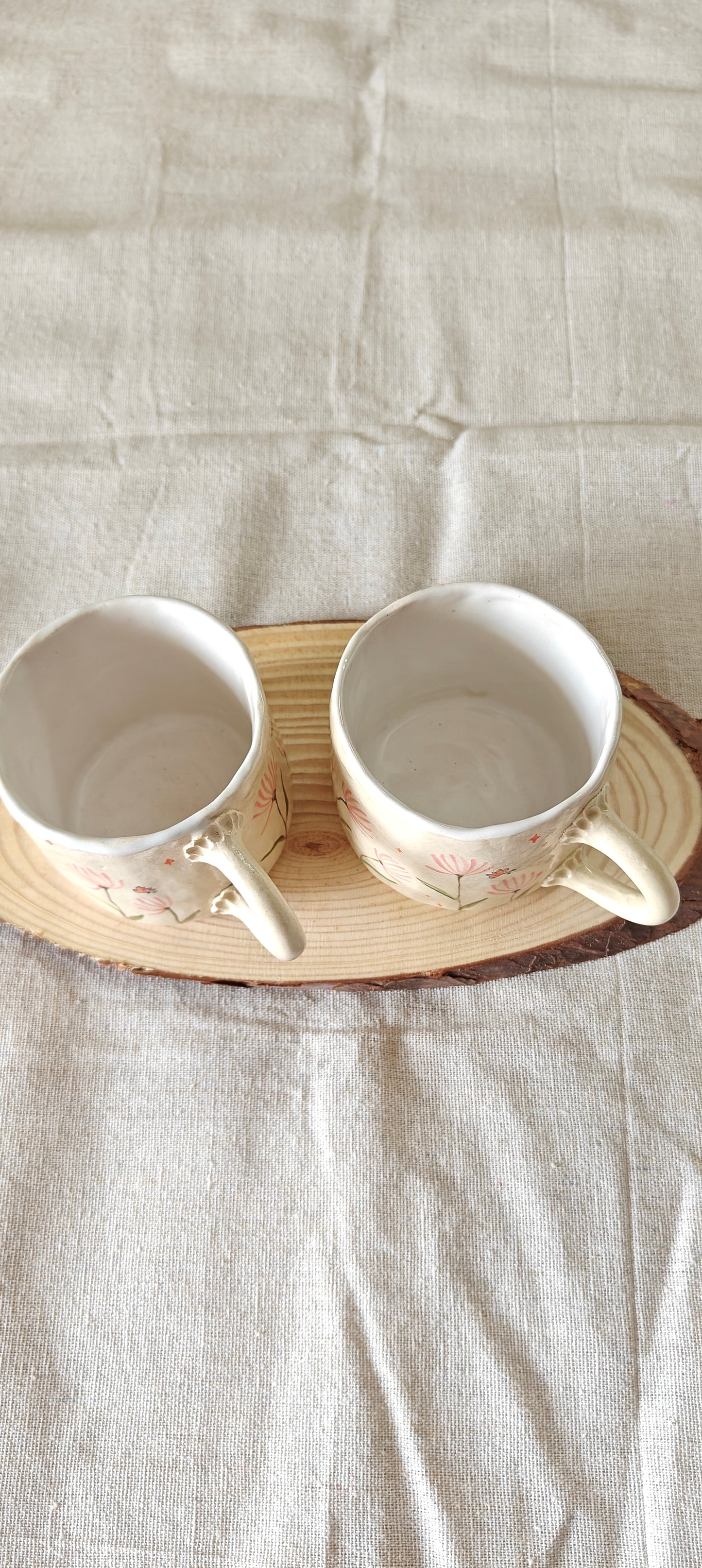 Hand pinched mugs (hand painted) - set of 2