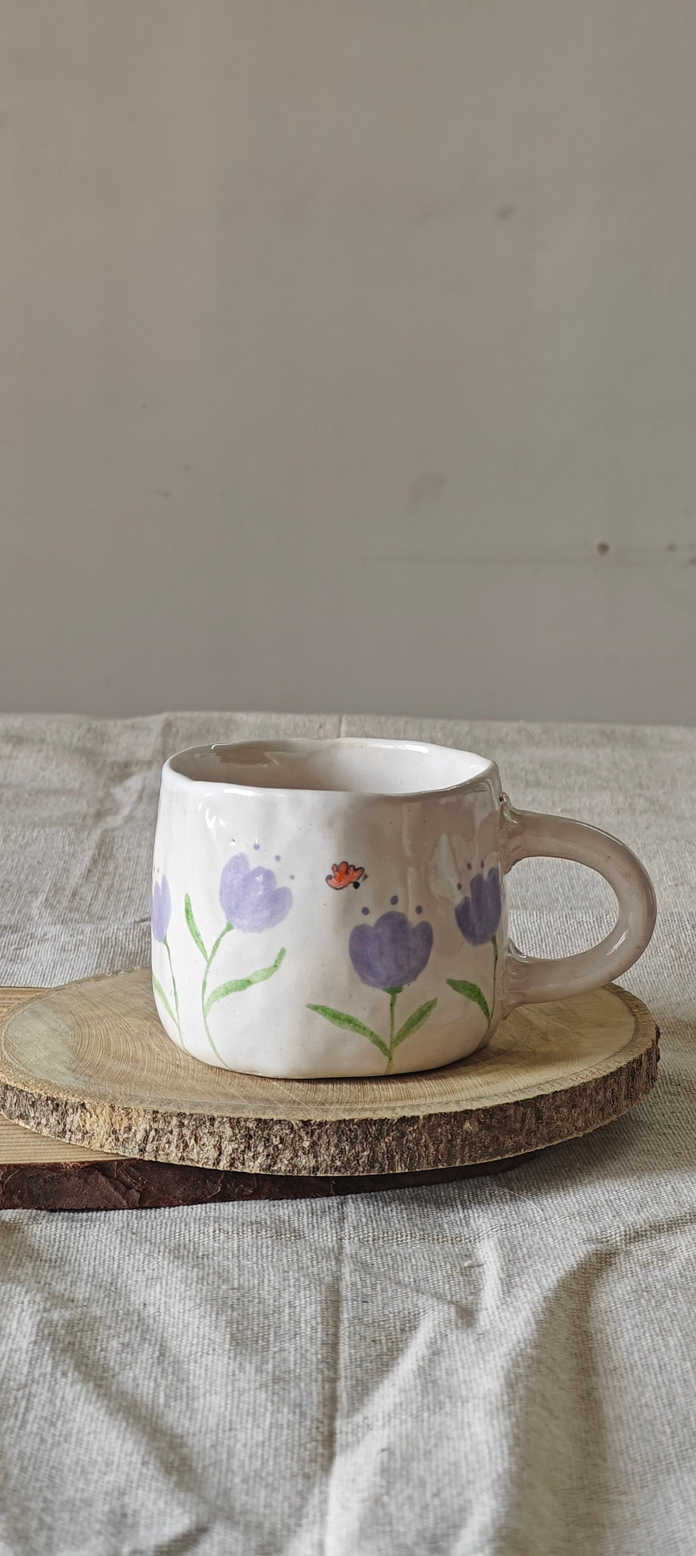 Hand pinched mug - lavender flower (sold individually)